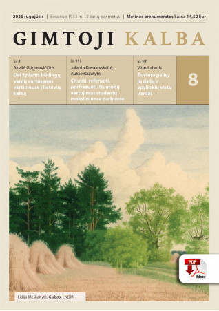 „Gimtoji kalba“ Nr. 8 / 2026 PDF formatu